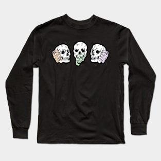 Chatty Skeleton Friends Talking on their Phones, Cute Pastel Colors, made by EndlessEmporium Long Sleeve T-Shirt